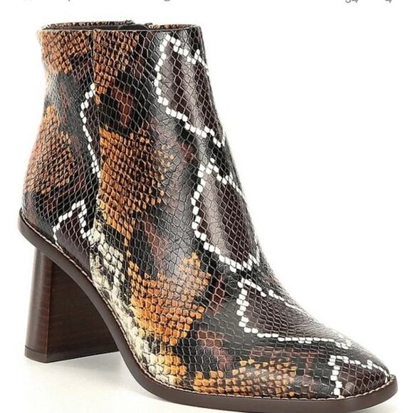 Gibson Latimer Vina Snake Embossed Booties Color: Black/Brown Size 8.5 - Picture 1 of 9